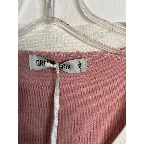 NWT Grace Karin Womens Button Down V-Neck Long Sleeve Cropped Sweater Pink 2XL - Picture 5 of 5